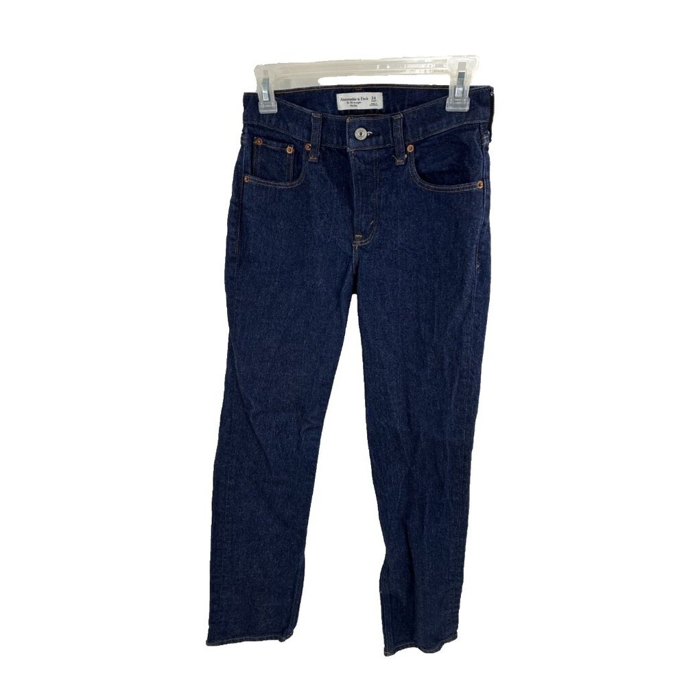 Abercrombie & Fitch Womens 90s Straight Mid Rise Jeans Dark Wash 24 Short